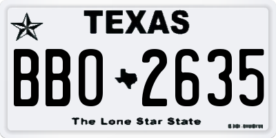 TX license plate BBO2635
