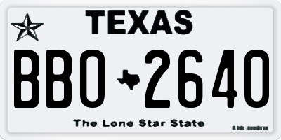 TX license plate BBO2640