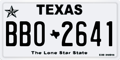 TX license plate BBO2641