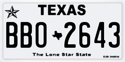 TX license plate BBO2643