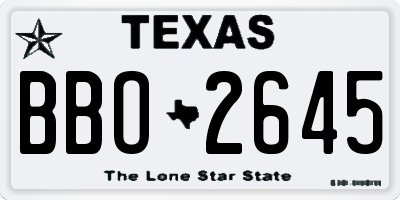 TX license plate BBO2645