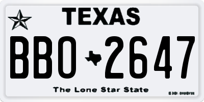 TX license plate BBO2647