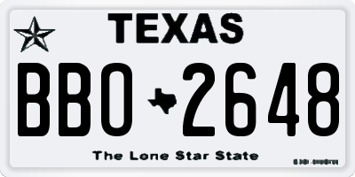TX license plate BBO2648