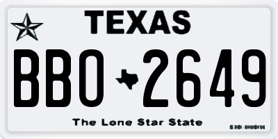 TX license plate BBO2649