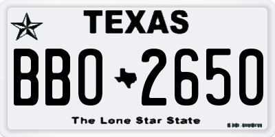 TX license plate BBO2650