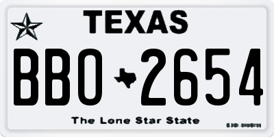 TX license plate BBO2654