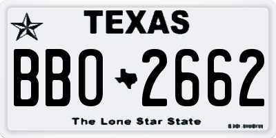 TX license plate BBO2662
