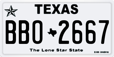 TX license plate BBO2667