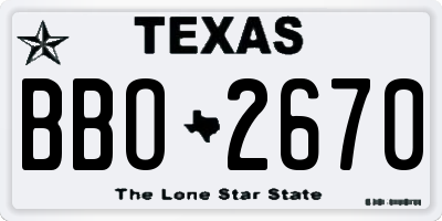 TX license plate BBO2670