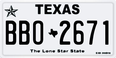 TX license plate BBO2671