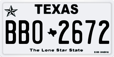 TX license plate BBO2672