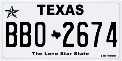 TX license plate BBO2674