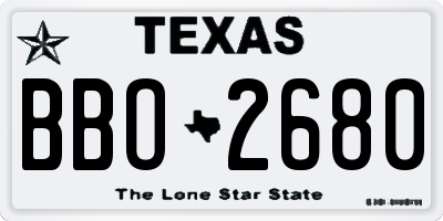TX license plate BBO2680