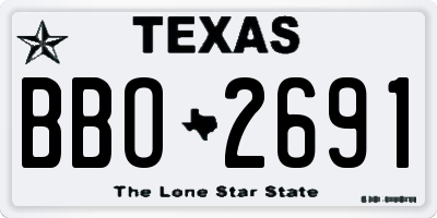 TX license plate BBO2691
