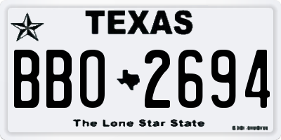 TX license plate BBO2694