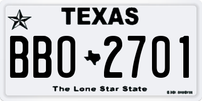 TX license plate BBO2701