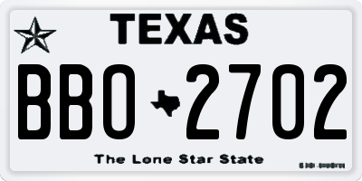 TX license plate BBO2702