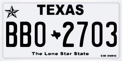 TX license plate BBO2703