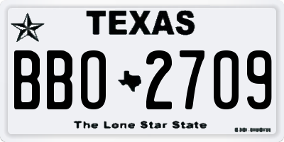 TX license plate BBO2709