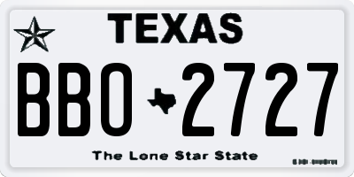 TX license plate BBO2727