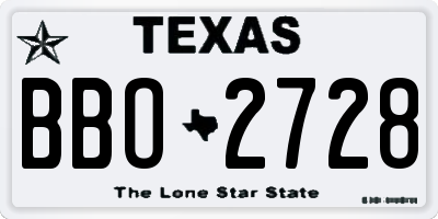 TX license plate BBO2728