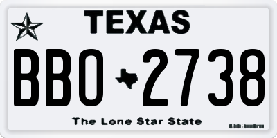 TX license plate BBO2738
