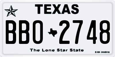 TX license plate BBO2748