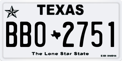 TX license plate BBO2751