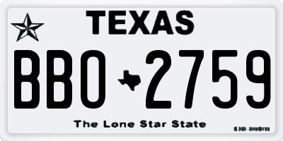 TX license plate BBO2759