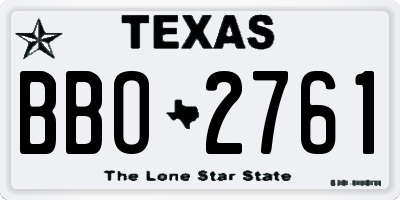 TX license plate BBO2761