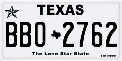 TX license plate BBO2762