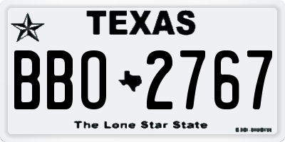 TX license plate BBO2767