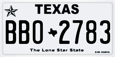 TX license plate BBO2783