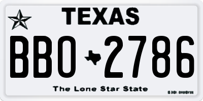 TX license plate BBO2786