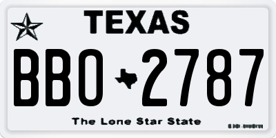 TX license plate BBO2787