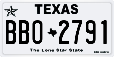 TX license plate BBO2791