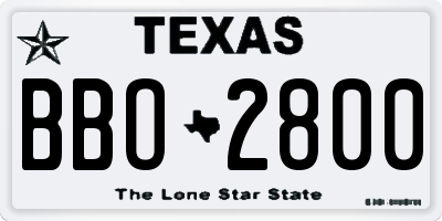 TX license plate BBO2800