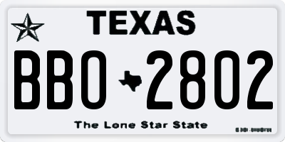 TX license plate BBO2802