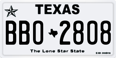 TX license plate BBO2808