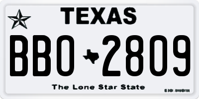TX license plate BBO2809
