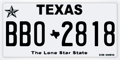 TX license plate BBO2818