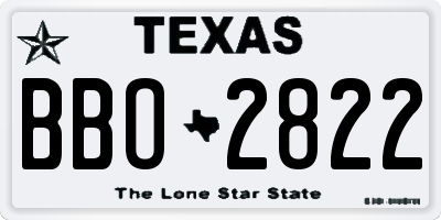 TX license plate BBO2822