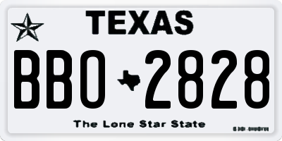 TX license plate BBO2828
