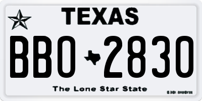 TX license plate BBO2830