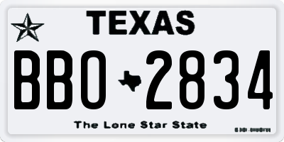 TX license plate BBO2834