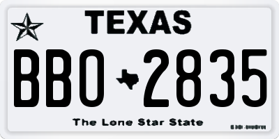 TX license plate BBO2835