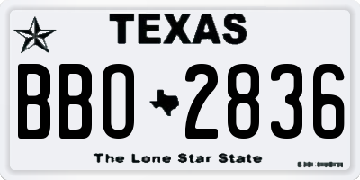 TX license plate BBO2836