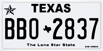 TX license plate BBO2837