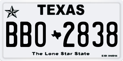TX license plate BBO2838