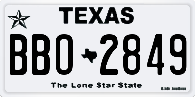 TX license plate BBO2849